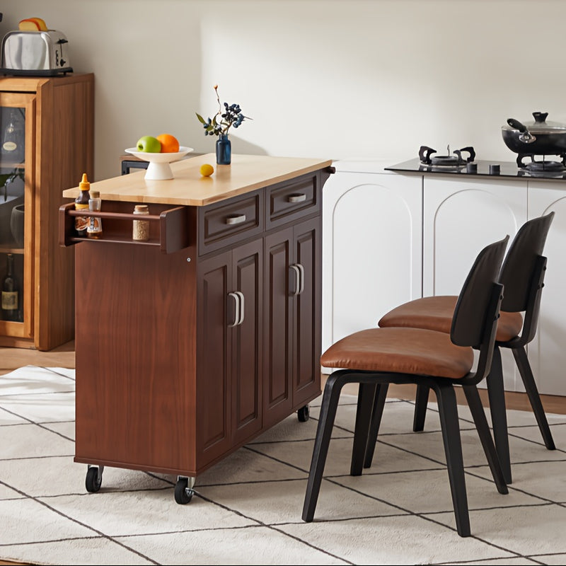 Mobile Kitchen Island Cart With Storage And Towel Rack