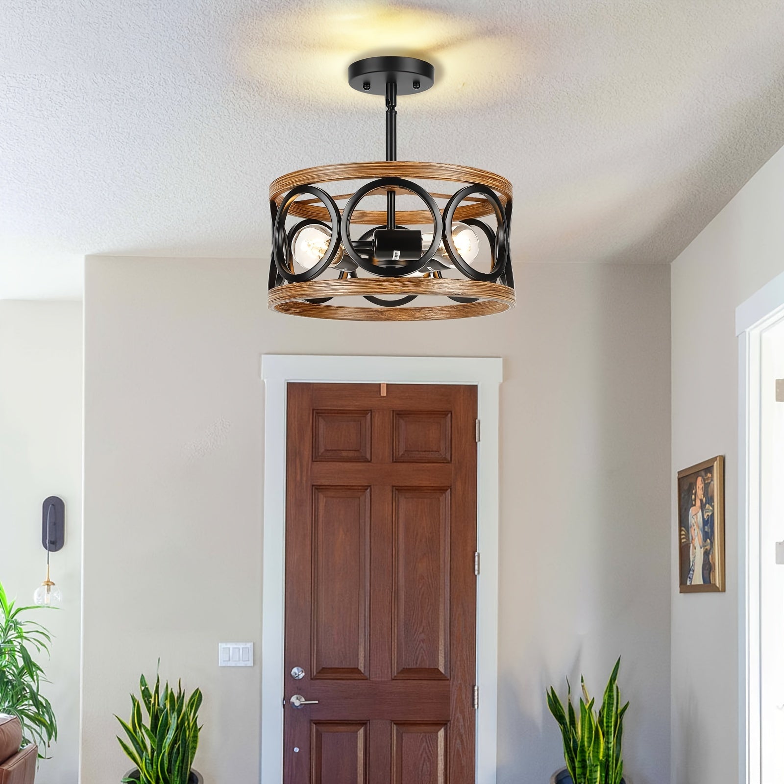 Farmhouse Semi Flush Mount Ceiling Light Fixture Hallway