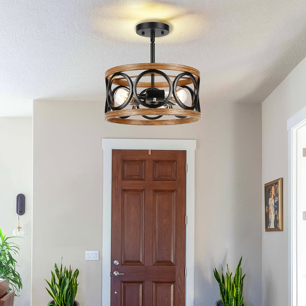 Farmhouse Semi Flush Mount Ceiling Light Fixture Hallway