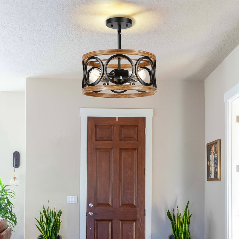 Farmhouse Semi Flush Mount Ceiling Light Fixture Hallway