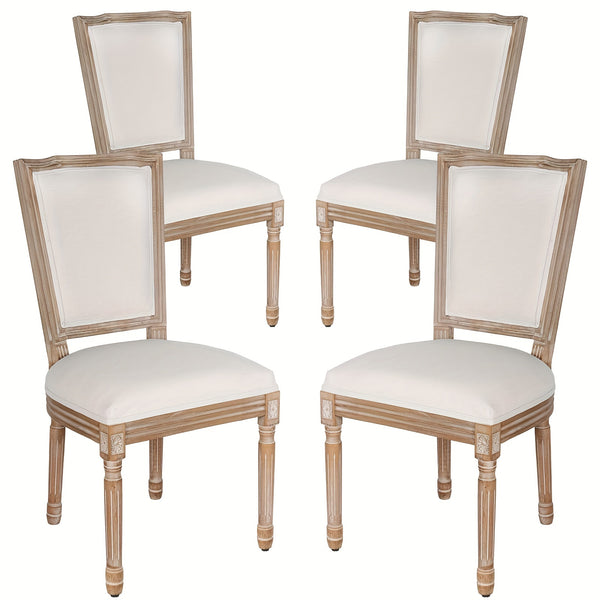 Polar Aurora Beige Fabric Dining Chairs Set of Four