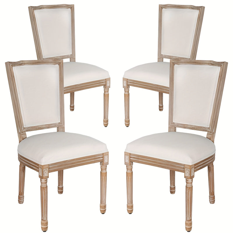 Polar Aurora Beige Fabric Dining Chairs Set of Four