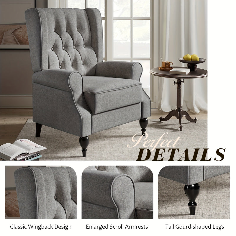 LUXOAK Mid Century Tufted Wingback Recliner Chair for Comfort
