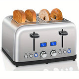 Stainless Steel Digital Toaster with LCD Display and Shade Settings