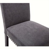 Upholstered Gray Dining Chair Set with Elegant Nailhead Trim