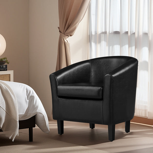 Modern PU Leather Barrel Accent Chair for Stylish Living Spaces