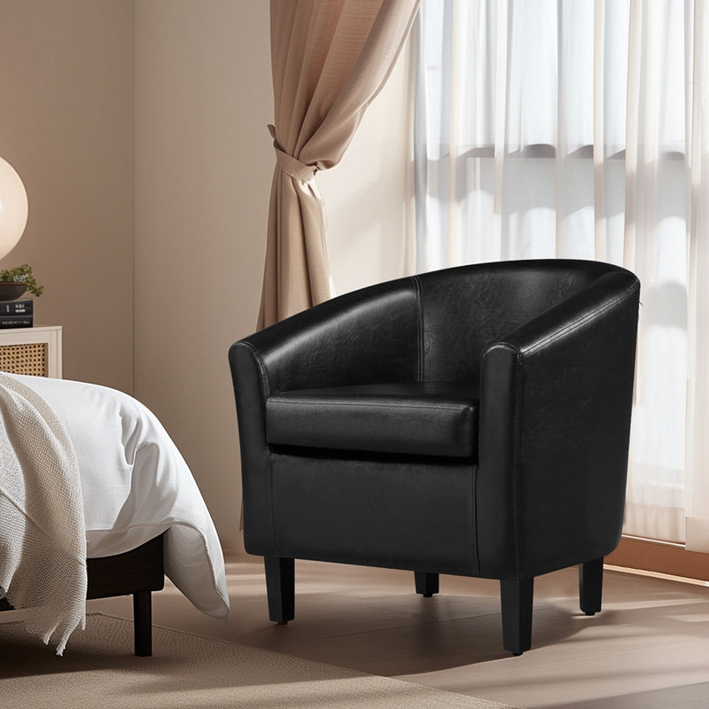 Modern PU Leather Barrel Accent Chair for Stylish Living Spaces