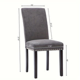 Upholstered Gray Dining Chair Set with Elegant Nailhead Trim