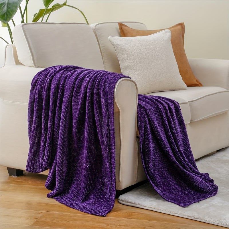 Boho Chenille Knit Throw Blanket for Cozy Home Decor