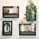 Multi-Functional Black Wood Wall Shelf Set for Home Decor