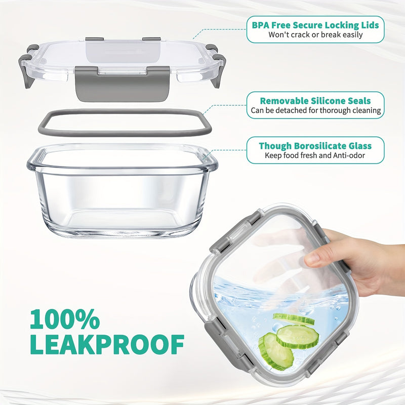 Airtight Glass Food Storage Container Set with Flip Top Lids