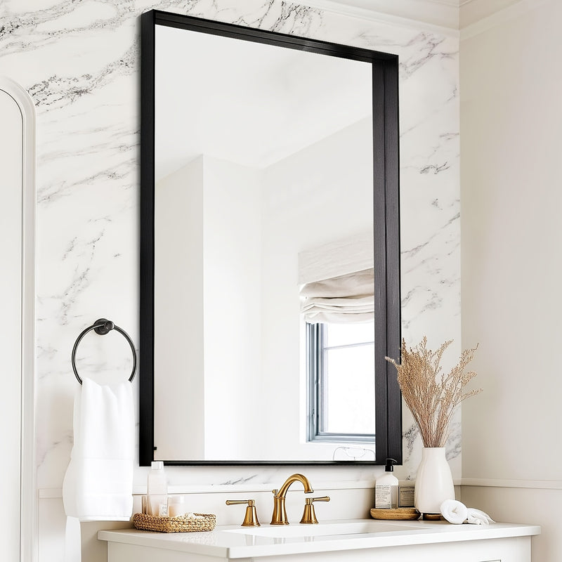 Wall Mounted Makeup Mirror with Unbreakable Glass and Brushed Finish