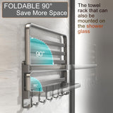 Wall Mounted No Drill Towel Rack with Shelf for Bathrooms