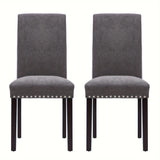 Upholstered Gray Dining Chair Set with Elegant Nailhead Trim