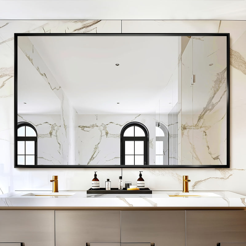 Wall Mounted Makeup Mirror with Unbreakable Glass and Brushed Finish