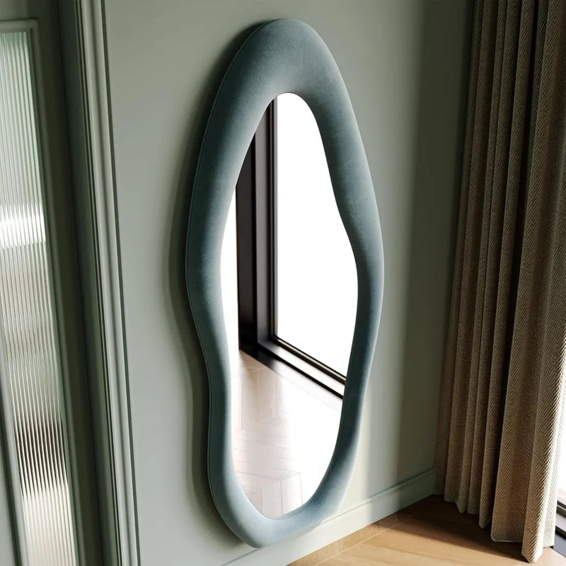 Cloakro Wall Mirror With Flannel Wrapped Wood Frame