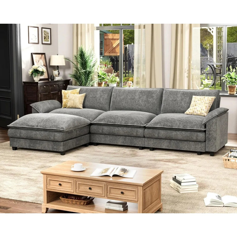 Modular Sectional Sofa With Reversible Ottoman Comfort