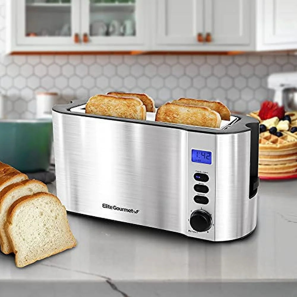 Digital Stainless Steel 4 Slice Toaster With Bagel Defrost