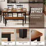 Modern Solid Wood Dining Set With Bench And Windsor Chairs