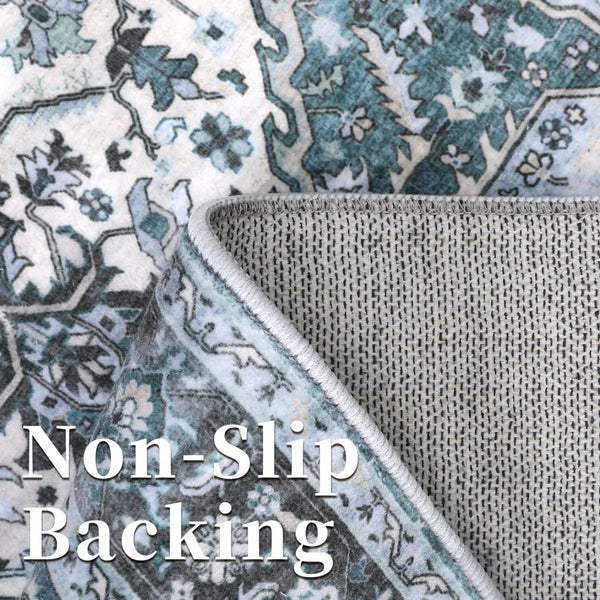 Distressed vintage washable area rug for home decor