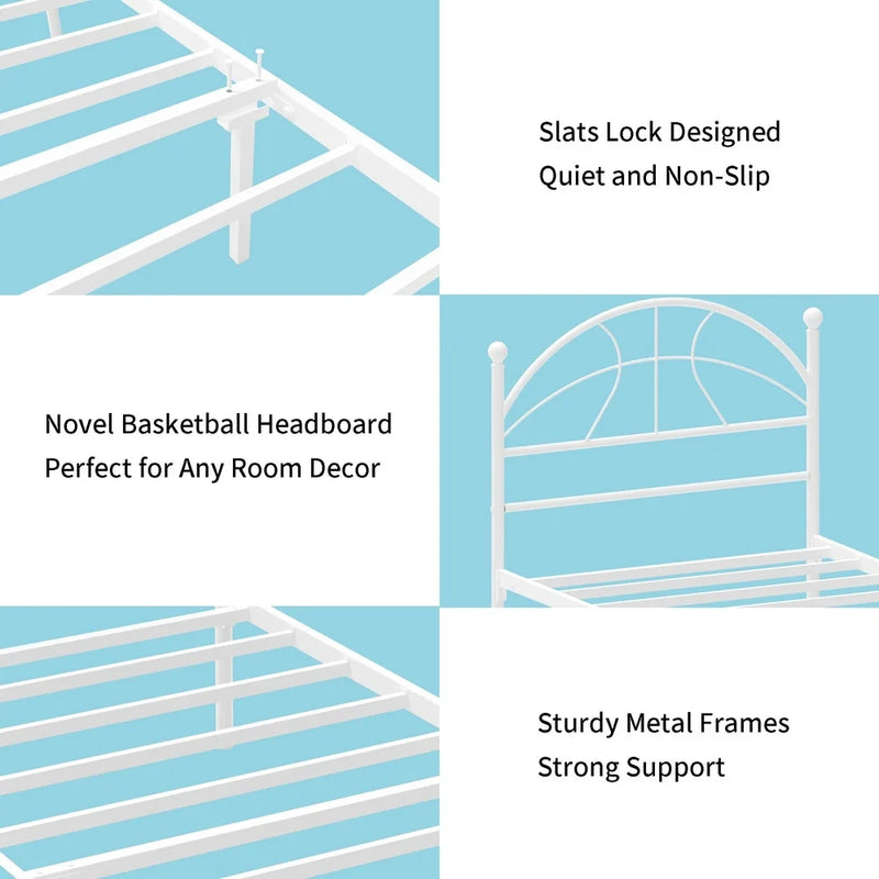 Modern kids basketball bed frame with storage space