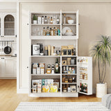 Freestanding Kitchen Pantry With Microwave Stand And Doors
