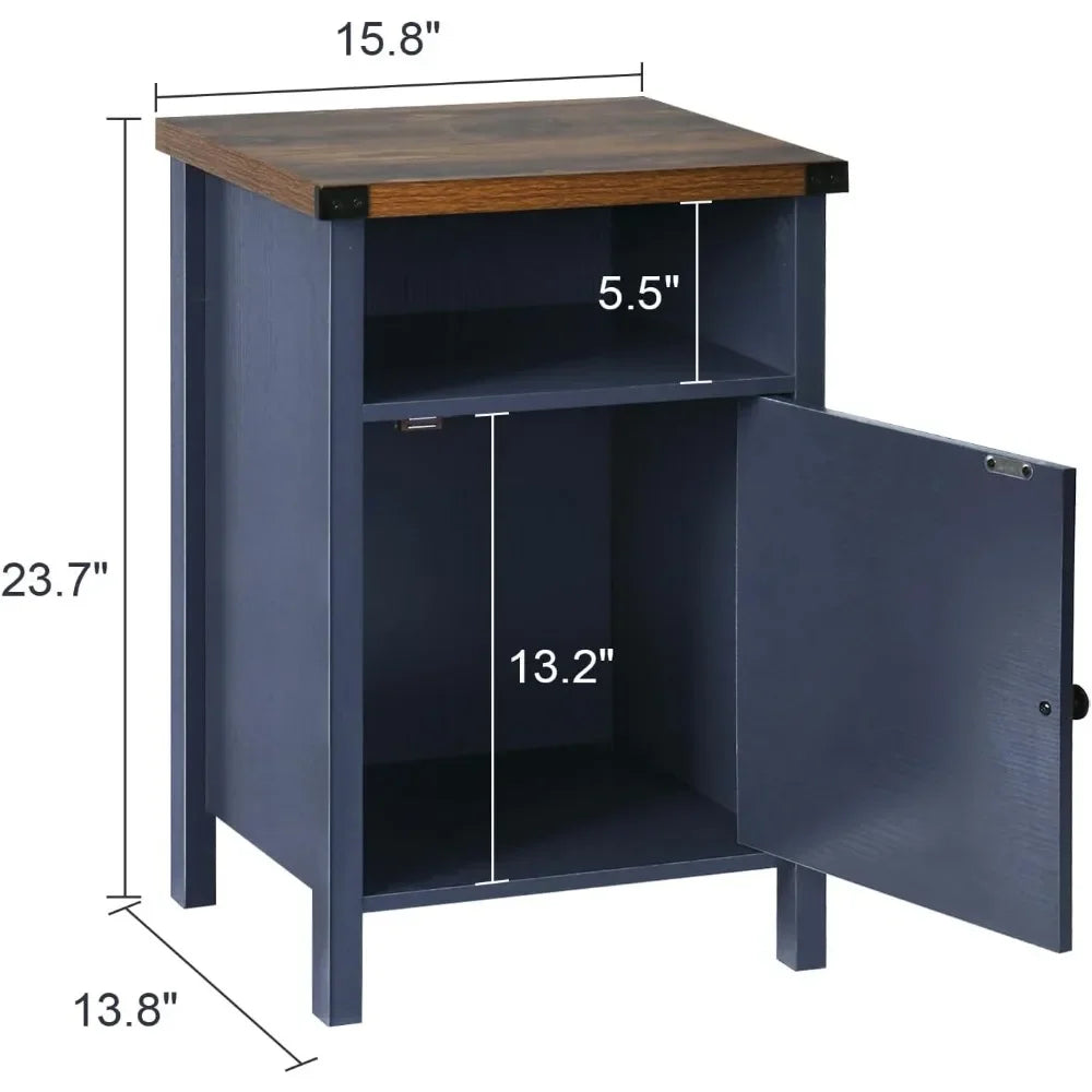 Farmhouse End Tables Set Of Two With Barn Door Shelf
