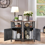 Farmhouse Nightstand Set of 2 With Charging Station Rustic