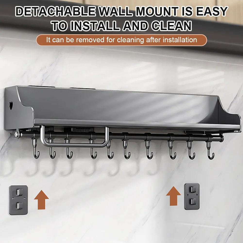 Hanging Metal Kitchen Storage Rack With Hooks For Spices