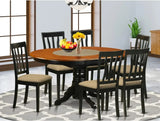 Oval Dining Table Set Butterfly Leaf Faux Leather Chairs