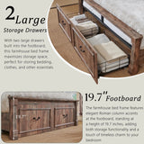Farmhouse Wood Bed Frame With Tall Headboard And Storage