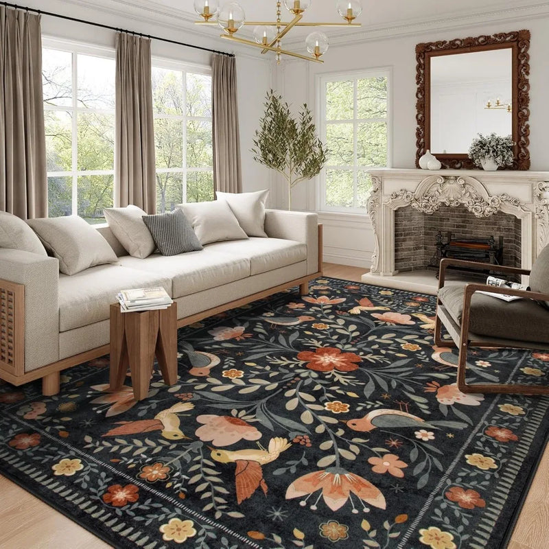 Washable Boho Style Rug Non Slip for Living Room Dining