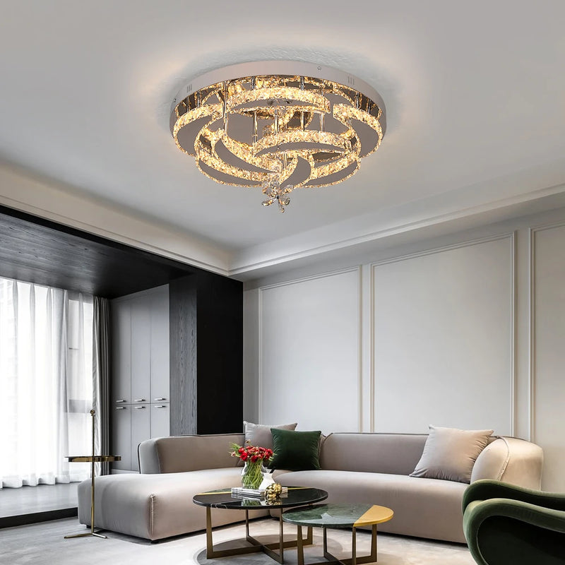 
Elegant modern crystal chandelier with energy-efficient LED bulbs
