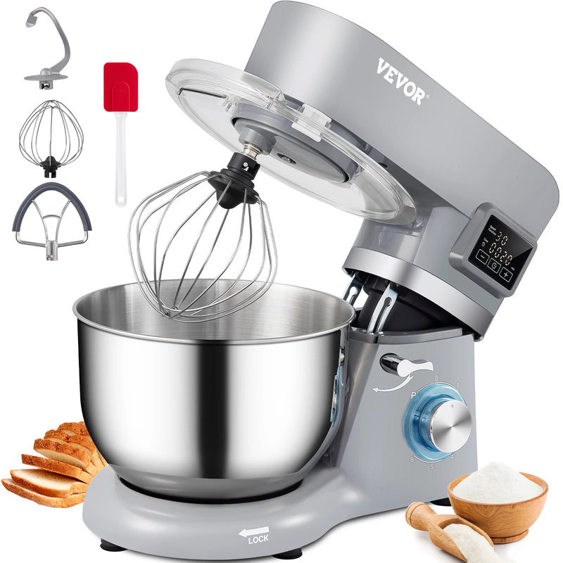 SucceBuy Stand Mixer With 6 Speeds LCD Timer Dough Hook