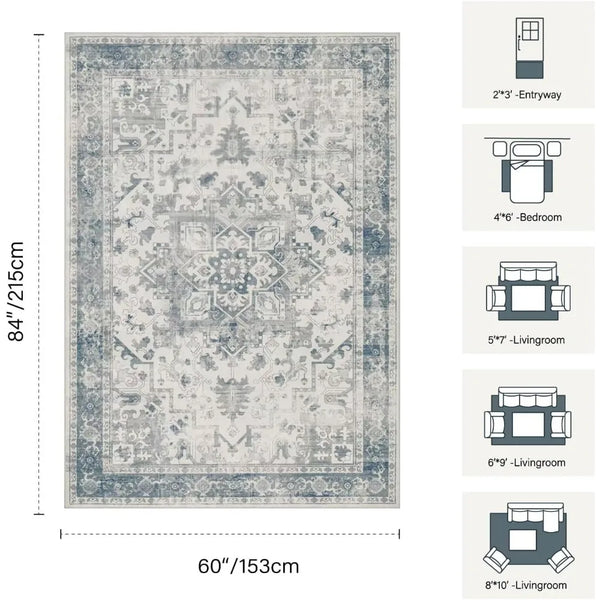 Washable Boho Flatweave Rug For Living Room And Office