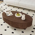 Round Fluted Coffee Table Modern Circular Pedestal Center
