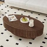 Round Fluted Coffee Table Modern Circular Pedestal Center