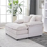 Modern Oversized Chaise Lounge Chair With Ottoman And Pillows