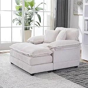 Modern Oversized Chaise Lounge Chair With Ottoman And Pillows