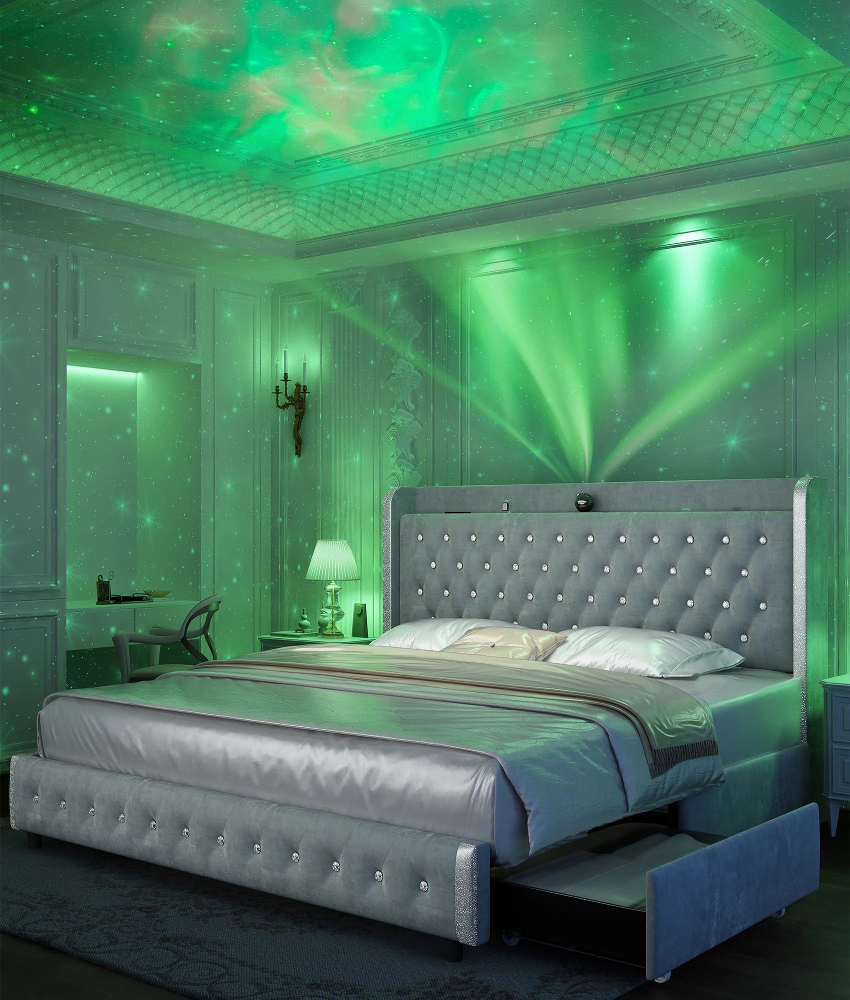 GEGOFORU LED Bed Frame With Galaxy Projector And USB Ports