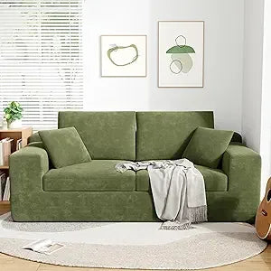 Modern Corduroy Loveseat Sofa in a Box for Small Spaces