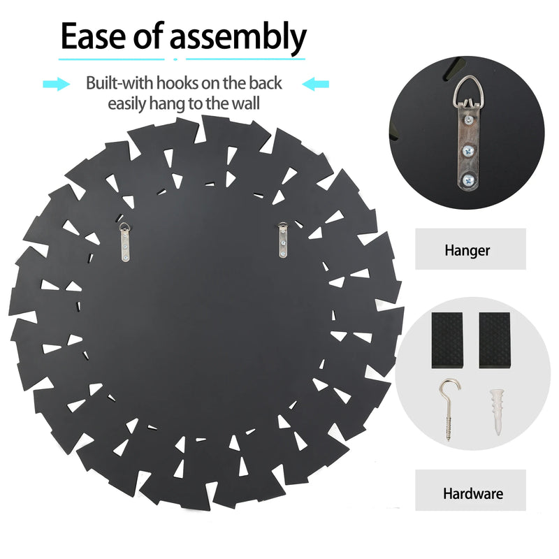 Sunburst Round Wall Mirror Beveled Glass Silver Decor