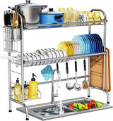 Stainless Steel Over Sink Drying Rack With Utensil Holder
