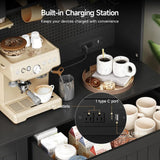 Kitchen Pantry Cabinet With Microwave Shelf And LED Light