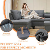 Modern Sectional Sofa With Chaise Ottoman And Pillows