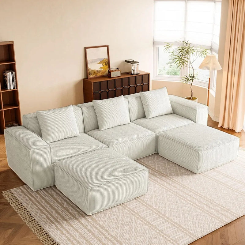 Luxury Cloud Style Sectional Sofa With Ottomans Living Room