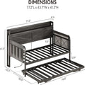 Daybed With Trundle And Storage Headboard With USB Charging