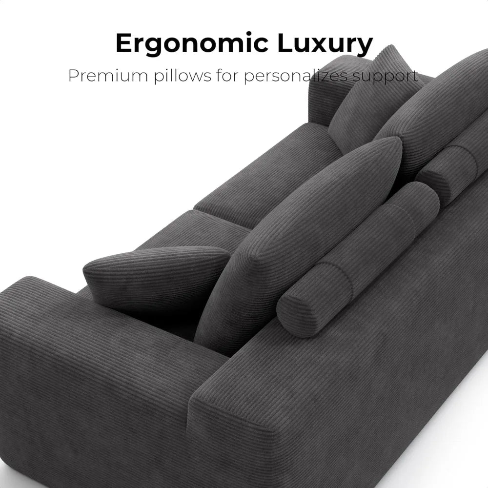 Modern Corduroy Loveseat Sofa in a Box for Small Spaces