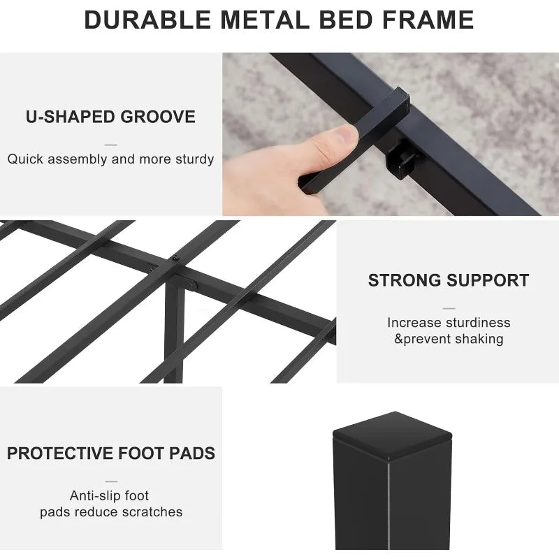 Heavy Duty Metal Bed Frame With Headboard And Footboard