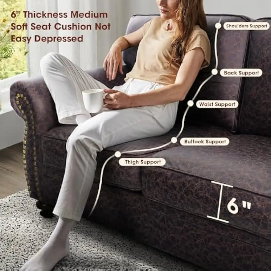 Mid Century Vintage Sofa Sets With Rivet Design Living Room